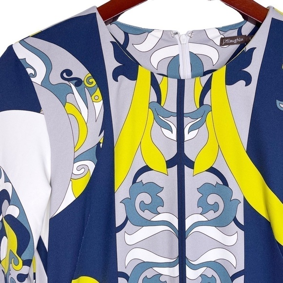 J. McLAUGHLIN NWT Sophia 3/4 Sleeve Crew Neck Dress Size Small in Multi Print - Picture 5 of 13